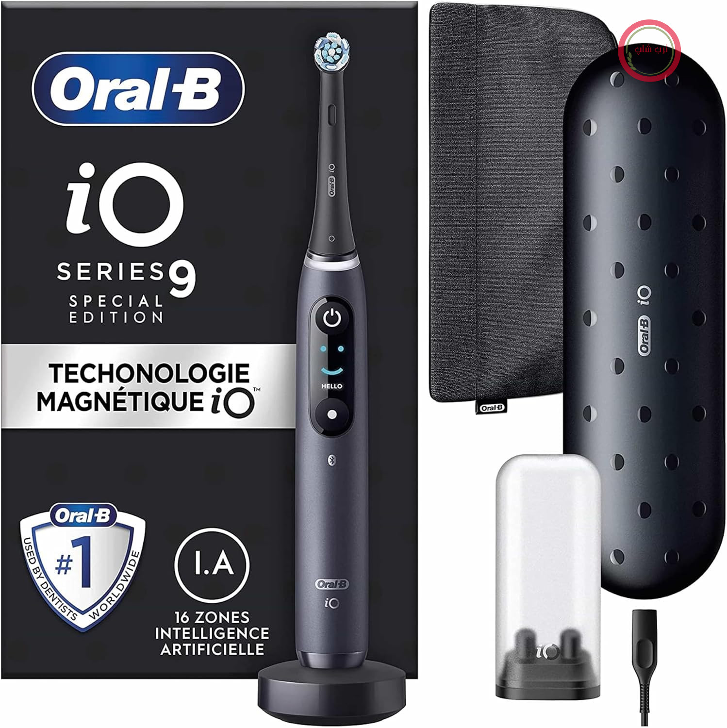 مسواک برقی اورال بی Oral-B iO Series 9 Special Edition، دارای قابلیت اتصال بلوتوث، دارای 7 حالت مسواک زدن، دارای 1 کیف مسافرتی، دارای 1 کیف، مشکی