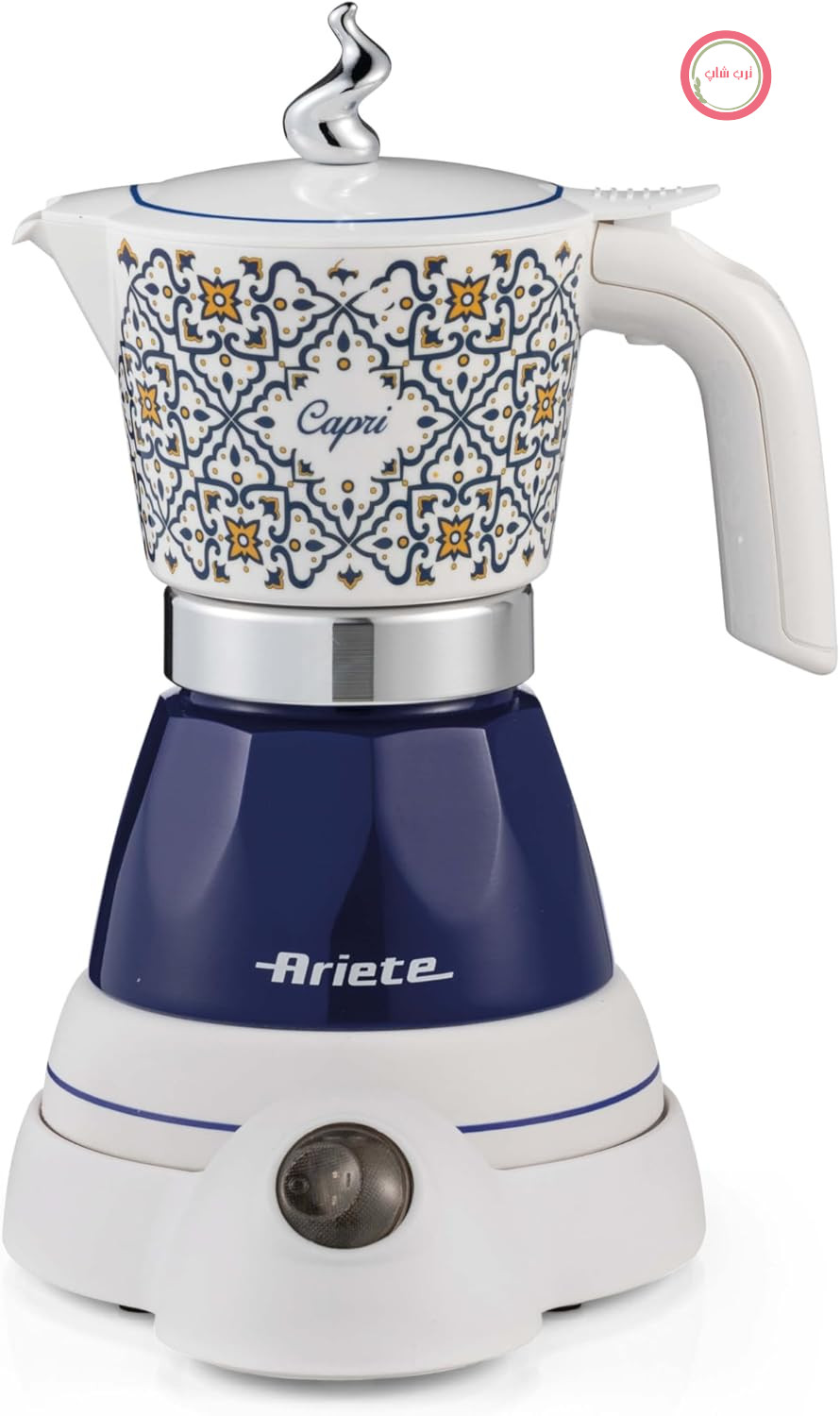 موکا آروما کاپری Ariete 1358/1C، موکا پات برقی، ۴۰۰ وات، ۲/۴ فنجان، بدون سیم، خاموش شدن خودکار، قابلیت حفظ دما