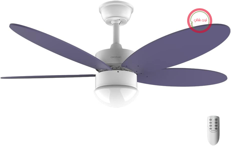 پنکه سقفی چراغ‌دار سکوتک اسپانیا Cecotec Aero 4260 موتور DC دارای ۵ پره دوطرفه، چراغ LED با ۳ رنگ نور، کنترل از راه دور بنفش