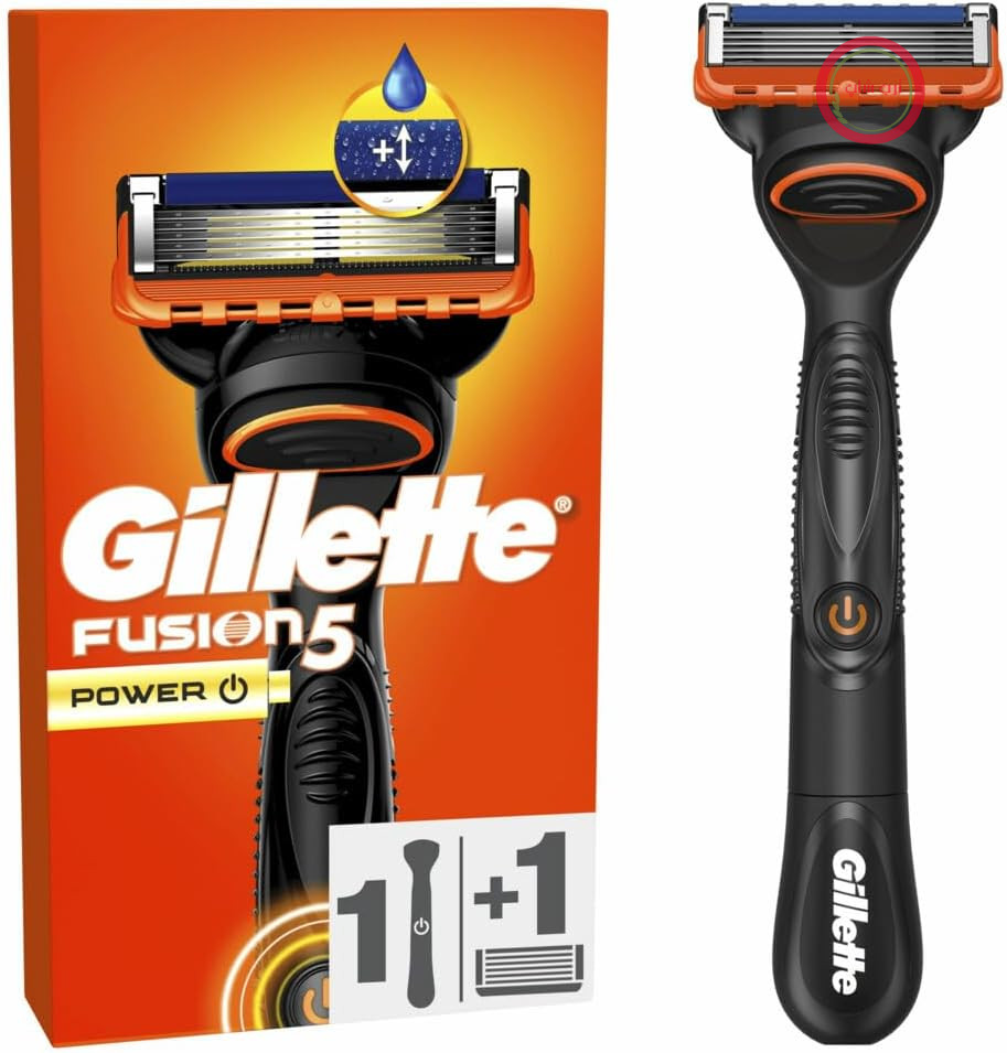 تیغ اصلاح مردانه ژیلت مدل Fusion5 Power، دسته و کارتریج قابل استفاده مجدد با 5 تیغه فوق العاده تیز، دارای نوار روان کننده برای اصلاح راحت تر صورت، 1 بسته قابل شارژ برای 20 بار اصلاح