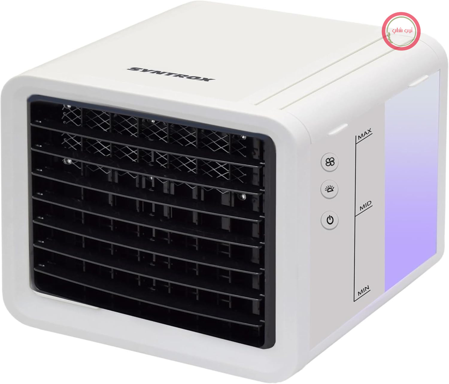 کولر آبی کوچک سینتروکس آلمان Syntrox آلمان با خنک کننده آبی Trivaria | کولر تبخیری، رطوبت ساز، خوشبو کننده هوا، اتصال USB، خنک کننده تابستانی، کولر گازی کمپینگ (سفید)