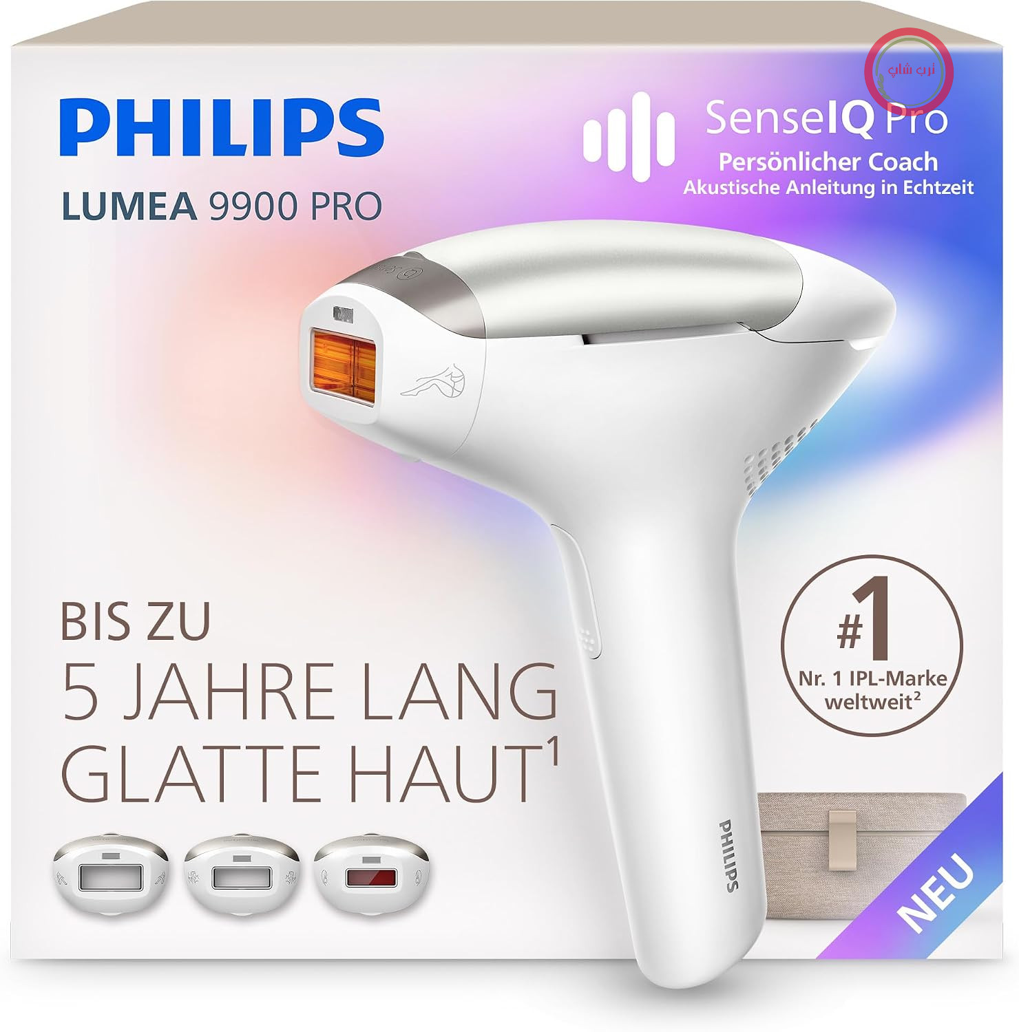 دستگاه رفع موهای زائد Philips Lumea 9900 Pro IPL - جایگزین لیزر درمانی، برای استفاده خانگی، ایمن مطابق با استانداردهای پزشکی، 3 سر قابل اتصال: بدن، صورت، نواحی حساس، BRC331/00