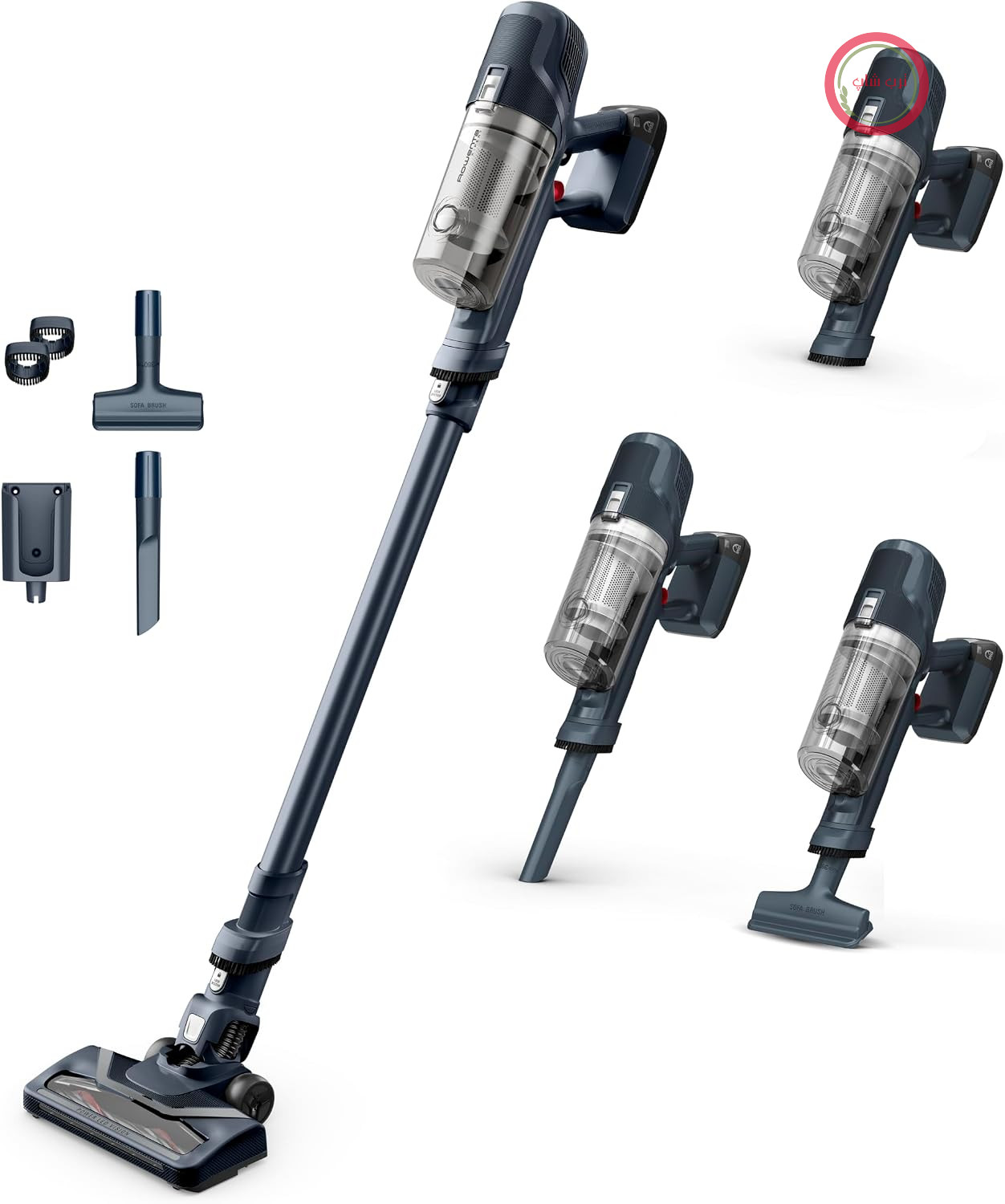 جارو شارژی روونتا آلمان بی‌سیم Rowenta X-Pert 6.60، قدرت ۱۰۰ وات، زمان کارکرد ۴۵ دقیقه، بی‌سیم و بدون کیسه، سری برس‌دار LED، بسیار سبک، مخزن گرد و غبار ۰.۵۵ لیتری، شامل ابزار درزگیری و پایه دیواری، مشکی، RH6831EO