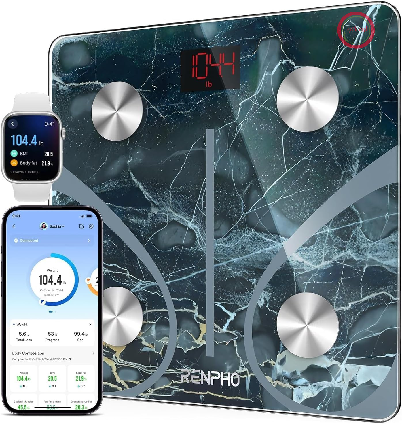 ترازوی چربی بدن دیجیتال رنفو آمریکا RENPHO با بلوتوث و اپلیکیشن