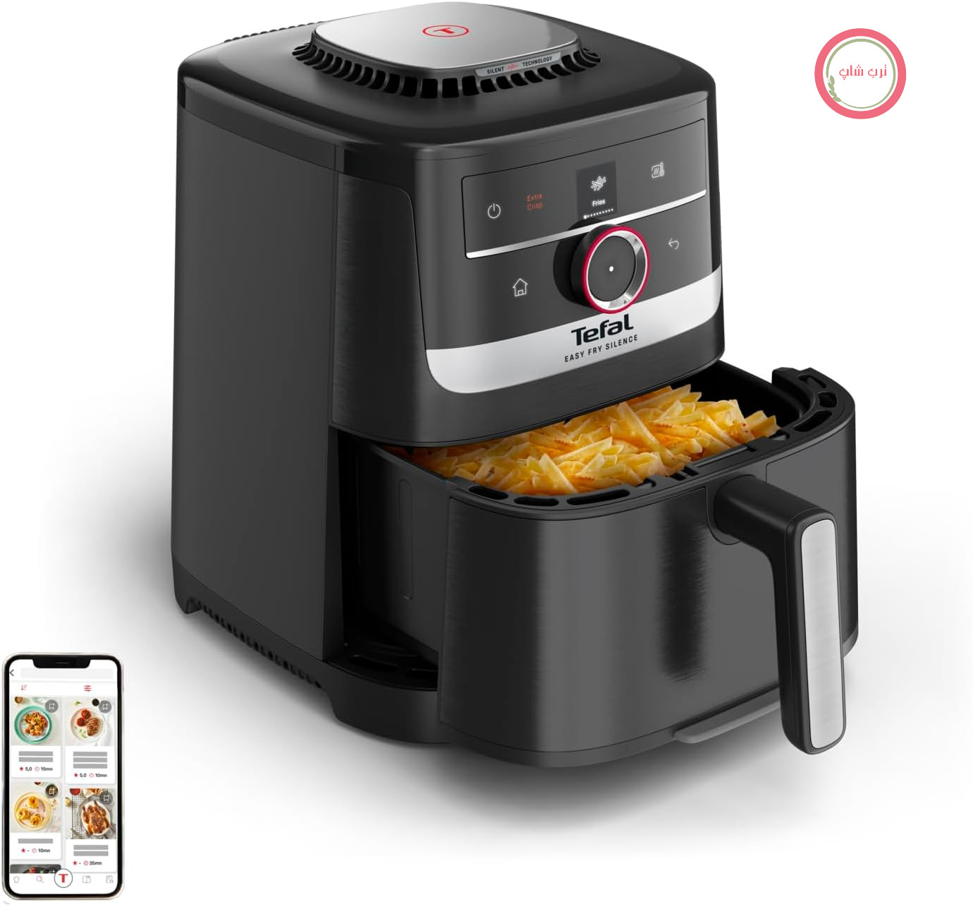 سرخ کن تفال مدل Easy Fry Smart & Silence، 5 لیتر، بسیار کم صدا، سیستم Smart Assist، از 40 درجه سانتیگراد تا 220 درجه سانتیگراد، پوشش نچسب، سیستم Easy Clean & Store، مشکی/استیل ضد زنگ، EY5728