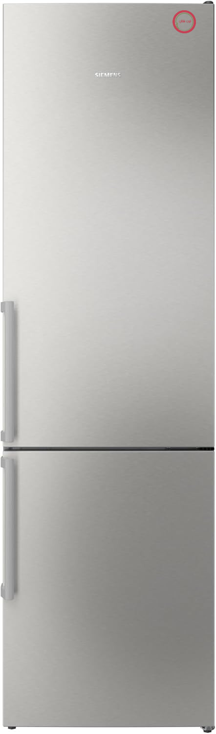 یخچال فریزر ایستاده زیمنس iQ300، ابعاد 203 در 60 سانتی‌متر، مدل KG39NVICV، یخچال 260 لیتری و فریزر 103 لیتری، کاملاً بدون برفک، قرارگیری یکپارچه، کشوی hyperFresh با دمای 0 درجه سانتیگراد، روشنایی LED، استیل ضد زنگ
