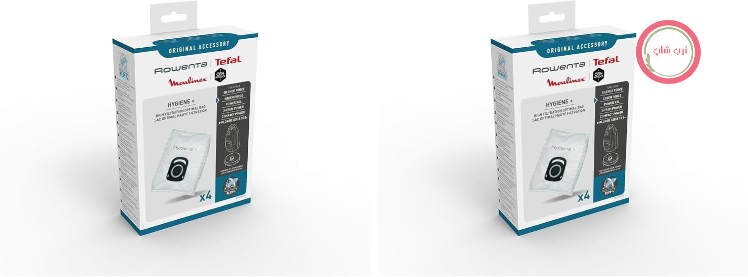 کیسه‌های جاروبرقی Rowenta Hygiene+، سیستم بسته شدن خودکار، بهداشتی، بدون تماس با گرد و غبار، فیلتر ۹۹.۹٪ ذرات ریز، ۱۹.۵ در ۲۷.۵ سانتی‌متر، ۴ عدد، سفید، ZR200520 (بسته ۲ عددی)