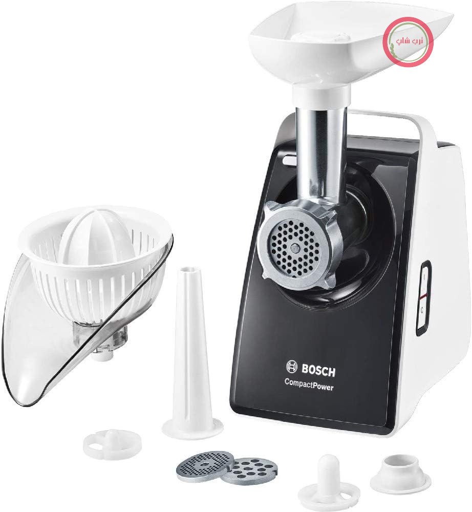 چرخ گوشت بوش مدل mfw3630 a CompactPower با چرخ گوشت، 1600 وات، سفید/مشکی
