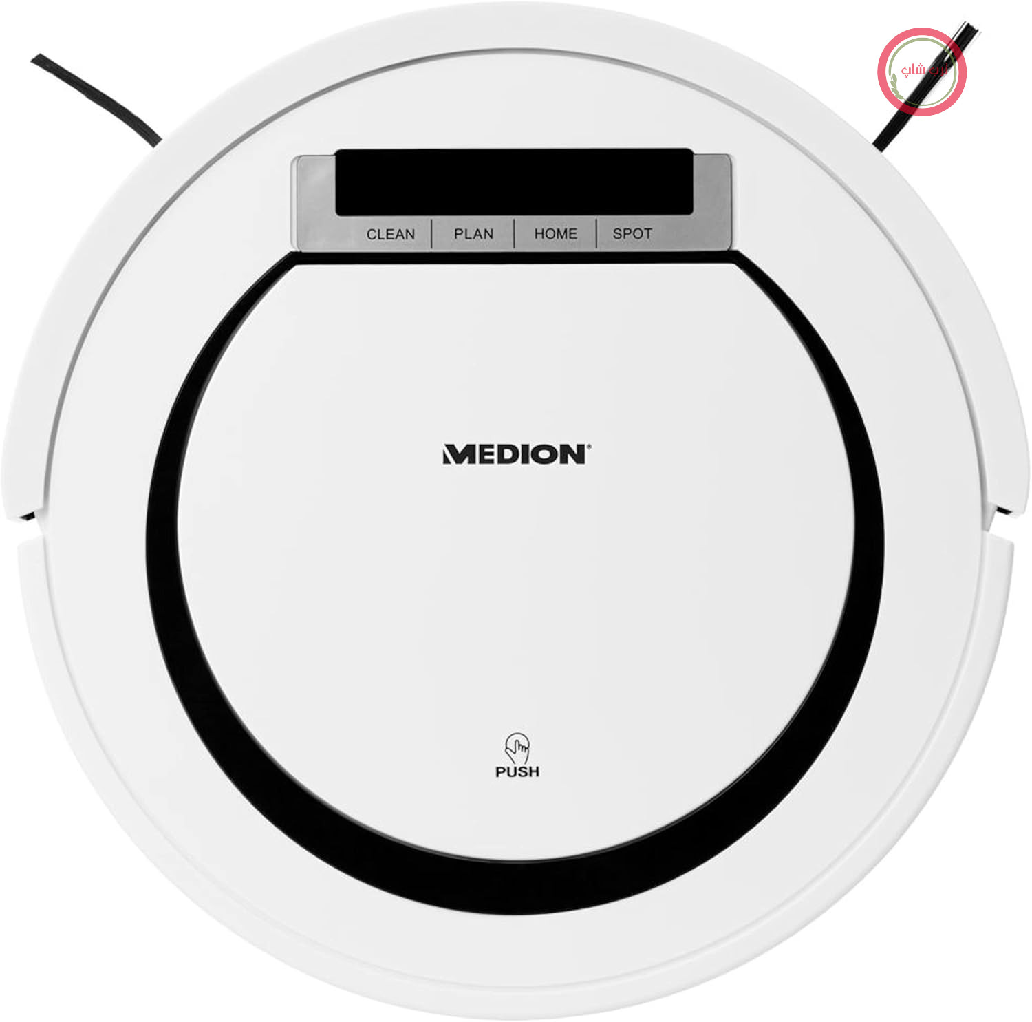 جاروبرقی رباتیک MEDION MD 18600 (90 دقیقه کارکرد/بازگشت خودکار به ایستگاه شارژ/جاروکشی مستقیم کف سخت، فرش، کاشی، لمینت/بهینه شده برای جمع آوری موی حیوانات خانگی/مدل 2018) سفید