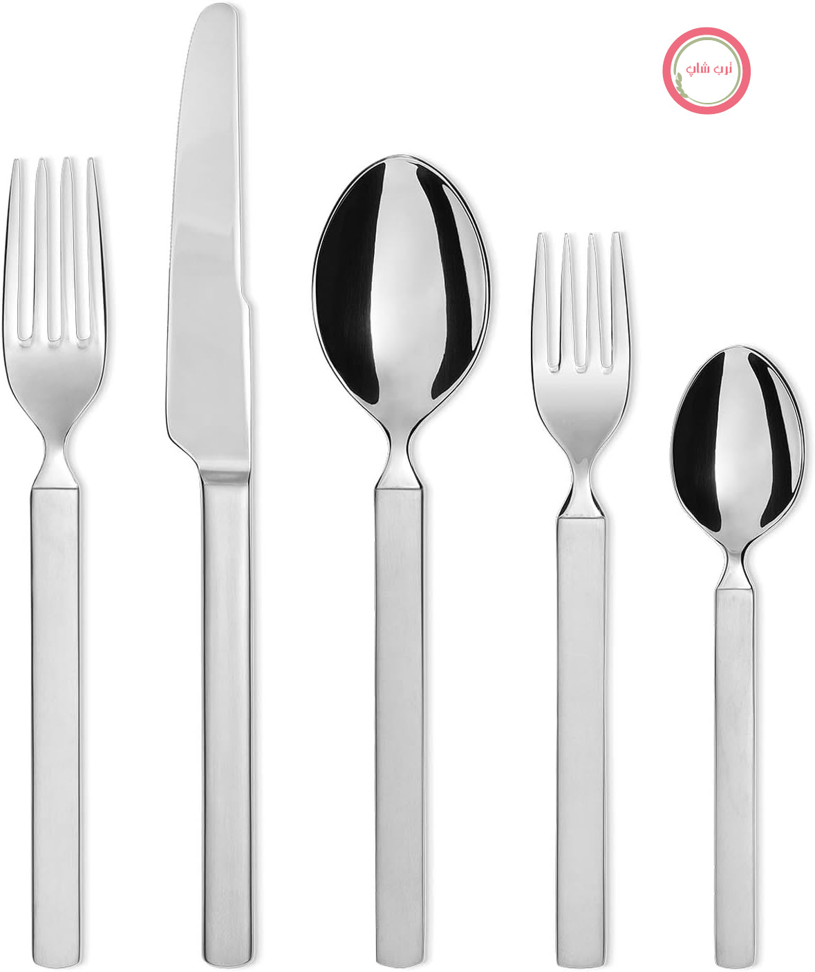 سرویس کارد و چنگال خشک السی ایتالیا Alessi 4180S5 شامل قاشق غذاخوری، چنگال غذاخوری، چاقوی غذاخوری، چنگال دسرخوری و قاشق چایخوری - استیل ضد زنگ 18/10، جلا داده شده با دسته مات