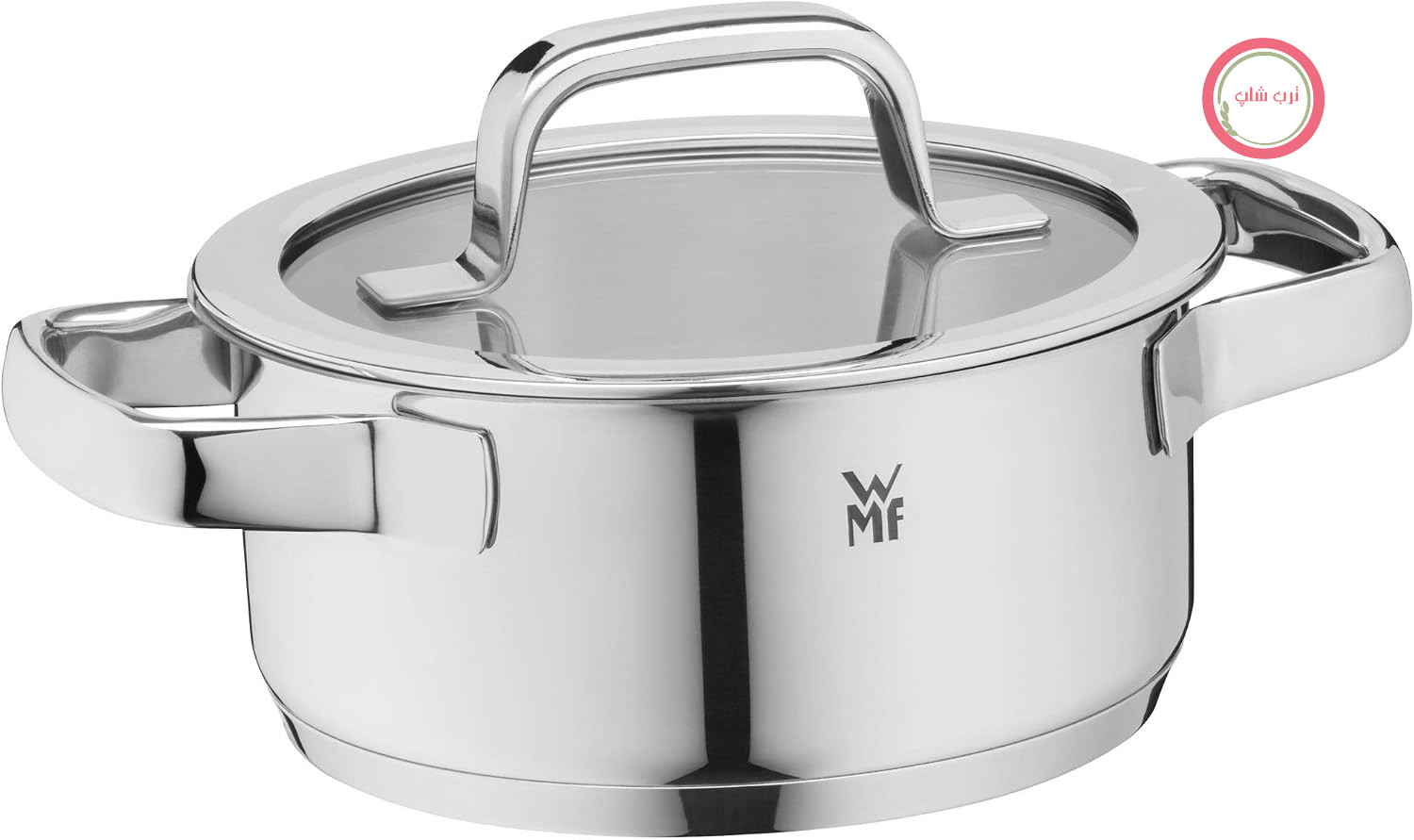 قابلمه بزرگ WMF Compact Cuisine، 24 سانتی‌متر، درب شیشه‌ای، ماهیتابه 4.1 لیتری سازگار با القا، استیل ضد زنگ Cromargan صیقلی، پیمانه اندازه‌گیری داخلی، قابل چیدن روی هم، بدون پوشش
