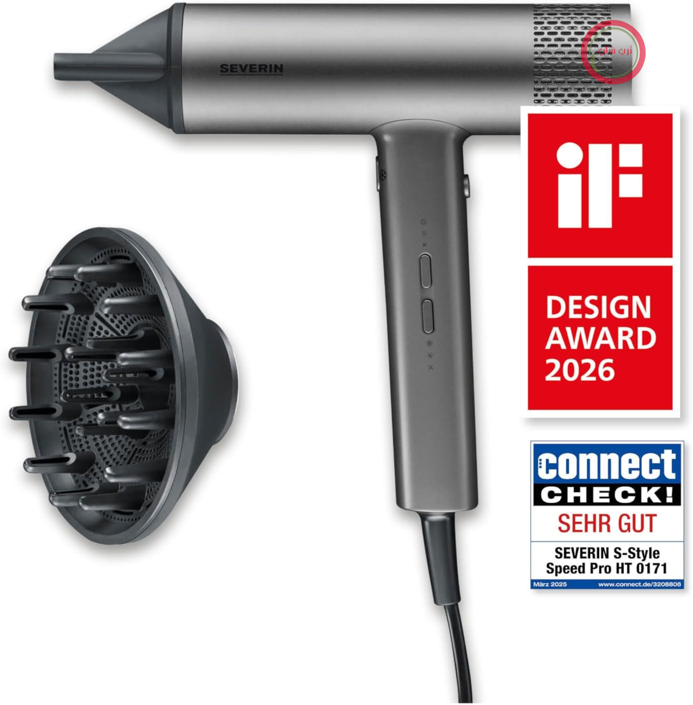 سشوار سورین آلمان Severin HT 0171 شامل پخش کننده، متمرکز کننده، سشوار قدرتمند و بادوام، موتور BLDC