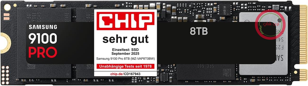 حافظه SSD سامسونگ 9100 PRO NVMe M.2، 8 ترابایت، PCIe 5.0، سرعت خواندن 14800 مگابایت بر ثانیه، سرعت نوشتن 13400 مگابایت بر ثانیه، SSD داخلی برای بازی، ویرایش ویدیو و کامپیوترهای هوش مصنوعی، مشکی، MZ-VAP8T0BW