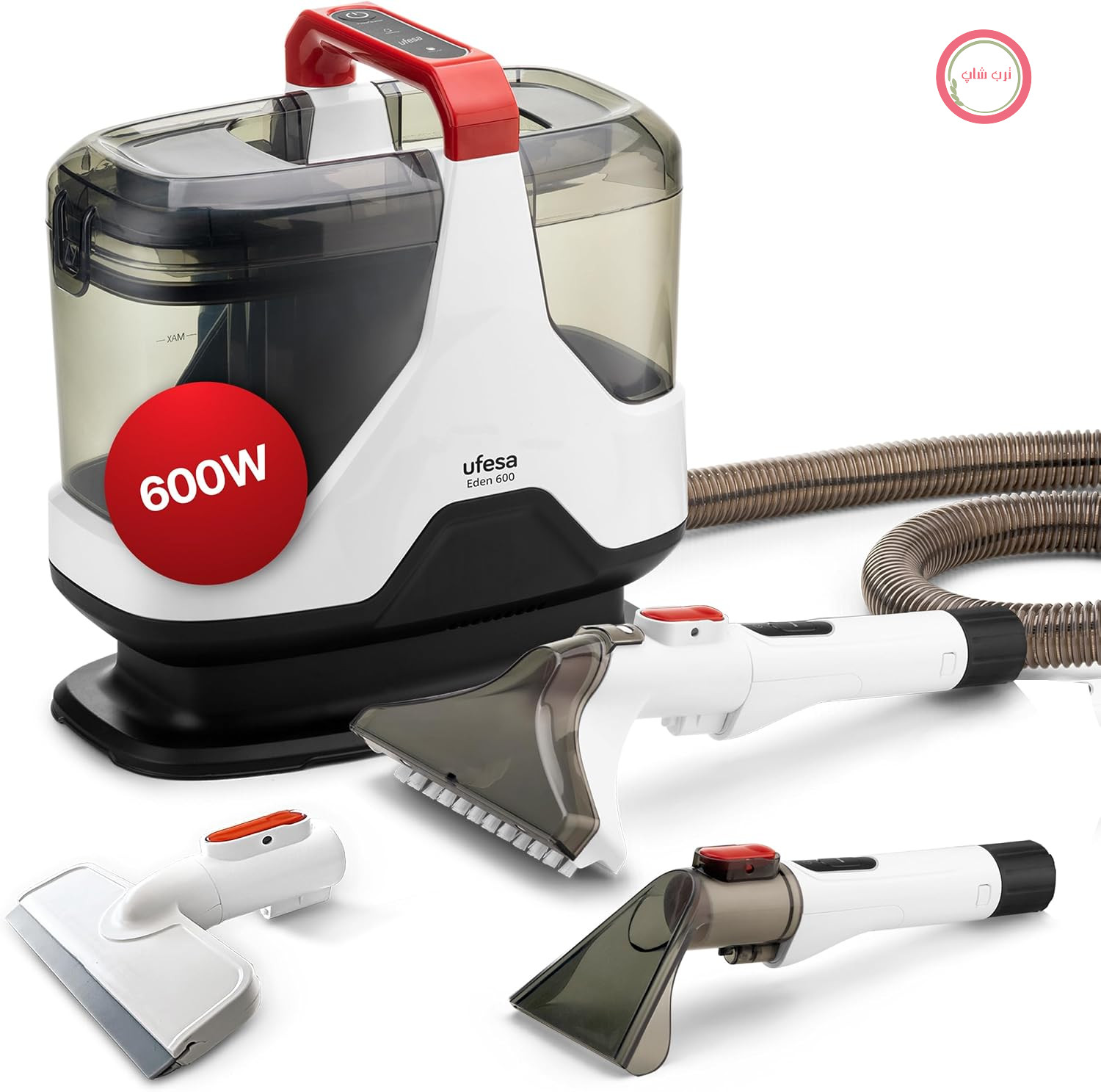 فرش و مبل شوی یوفسا اسپانیا خشک و تر Ufesa Eden 600 برای تمیز کردن داخل خودرو، روکش و فرش به همراه شیشه پاک کن، برقی، 600 وات، قدرت مکش 15000 کیلو پاسکال