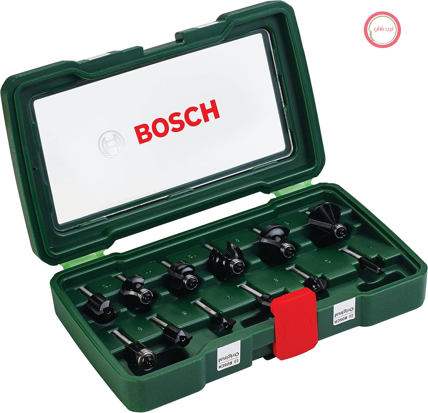 لوازم جانبی بوش، مجموعه فرز کاربیدی ۱۲ تکه بوش Bosch (برای چوب، قطر دسته ۱/۴ اینچ، فرزکاری