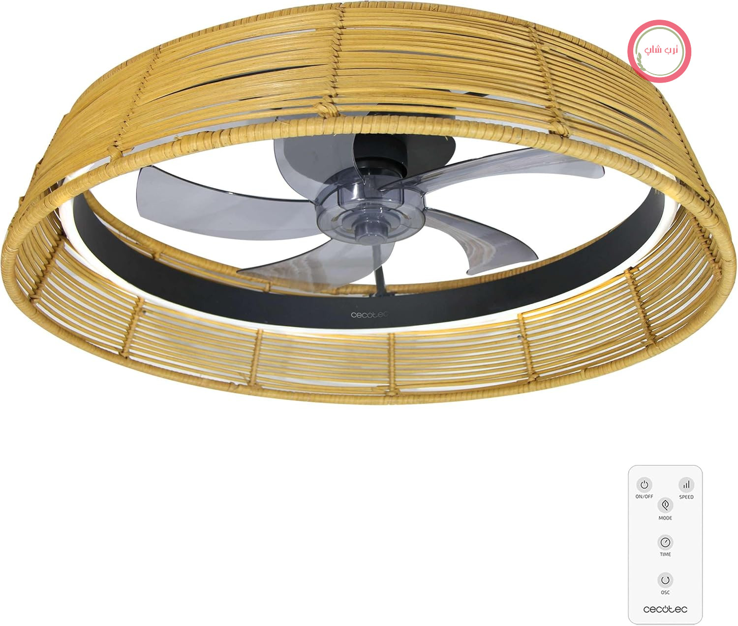 پنکه سقفی چراغ‌دار سکوتک اسپانیا Cecotec LampAero 600 | کنترل از راه دور، تایمر چراغ با ۳ رنگ نور، با طراحی طبیعی و دکوراتیو