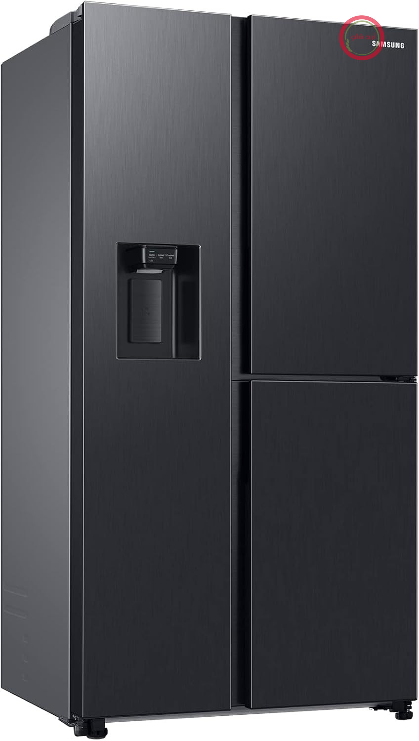 یخچال فریزر ساید بای ساید سامسونگ Samsung مدل RH68B8521B1/EG، 178 سانتی‌متر، 627 لیتر، درب ویترینی، یخ‌ساز داخل درب با فضای کم، سیستم خنک‌کننده دوگانه +، سیستم ضد برفک +، مخزن آب 4.5 لیتری، استیل مشکی مرغوب