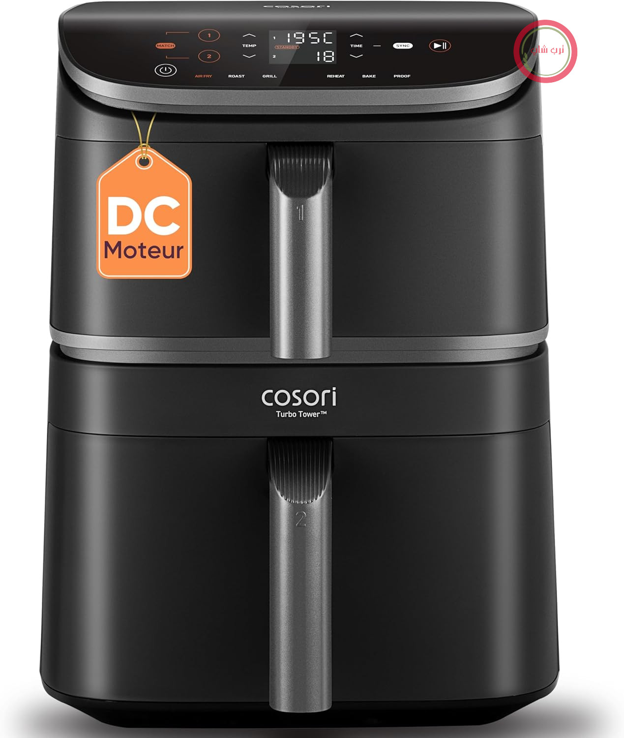 سرخ‌کن بدون روغن COSORI مدل Turbo Tower با حجم 10.8 لیتر، دارای 2 کشو، 3 طبقه پخت، 6 کاره، طراحی جمع و جور و قابل چیدمان روی هم، 41٪ کوچکتر از سرخ‌کن‌های دوکاره معمولی، بیش از 20 دستور پخت
