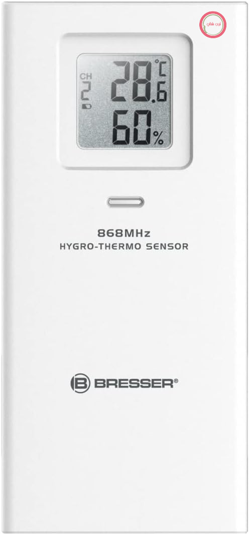 سنسور دماسنج/رطوبت‌سنج Bresser برای اندازه‌گیری دما و رطوبت، قابل استفاده به عنوان یک سنسور اضافی برای برخی از ایستگاه‌های هواشناسی Bresser یا به عنوان یک راه حل مستقل | سنسور دقیق ترمو-هیگرو Bresser با فرکانس 868 مگاهرتز برای ایستگاه‌های هواشناسی