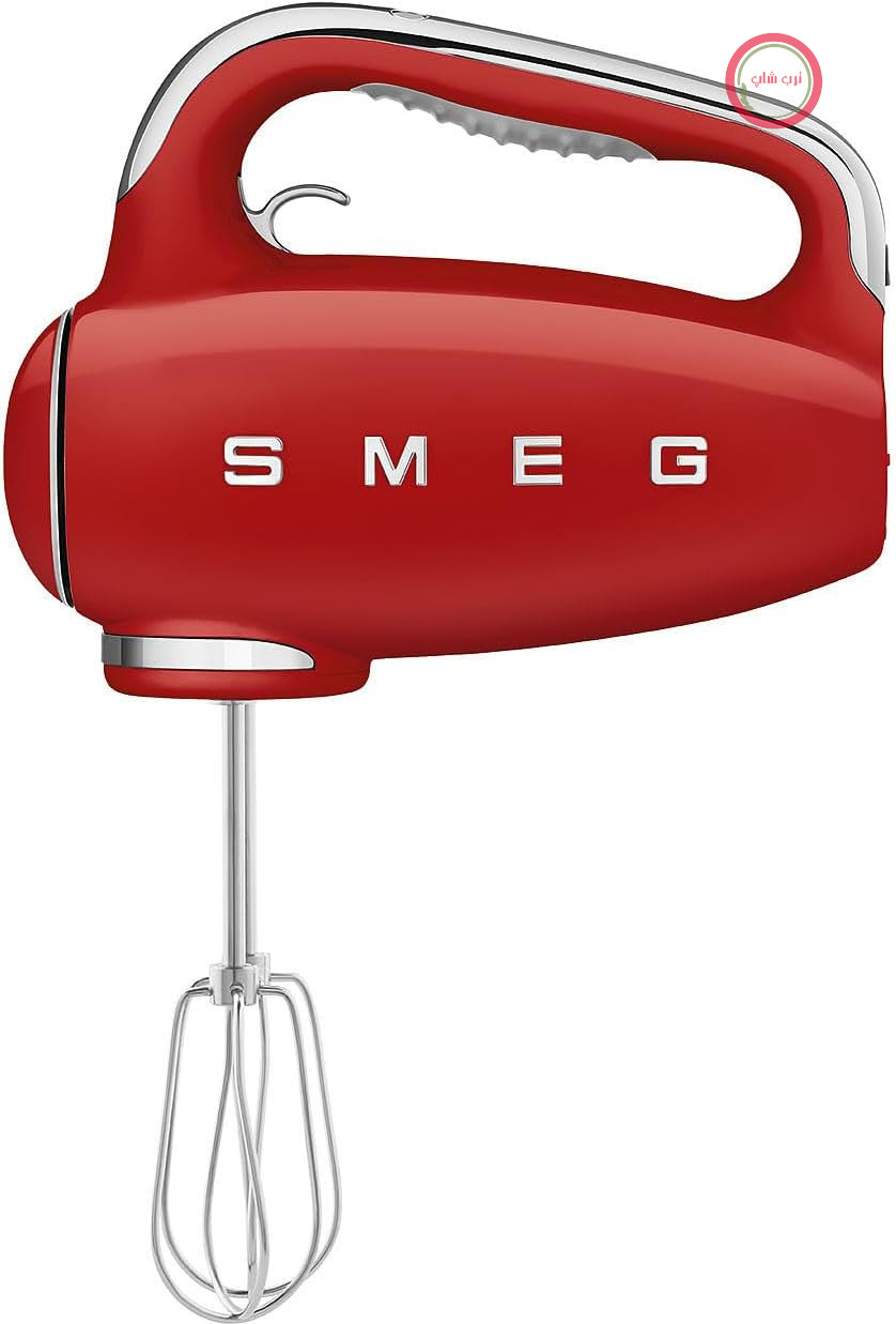 همزن برقی Smeg HMF01RDEU، 9 سطح سرعت، عملکرد توربو، سیستم شروع به کار روان، 4 همزن، 2 همزن، 2 همزن گانسی و محفظه داخلی، 250 وات، قرمز