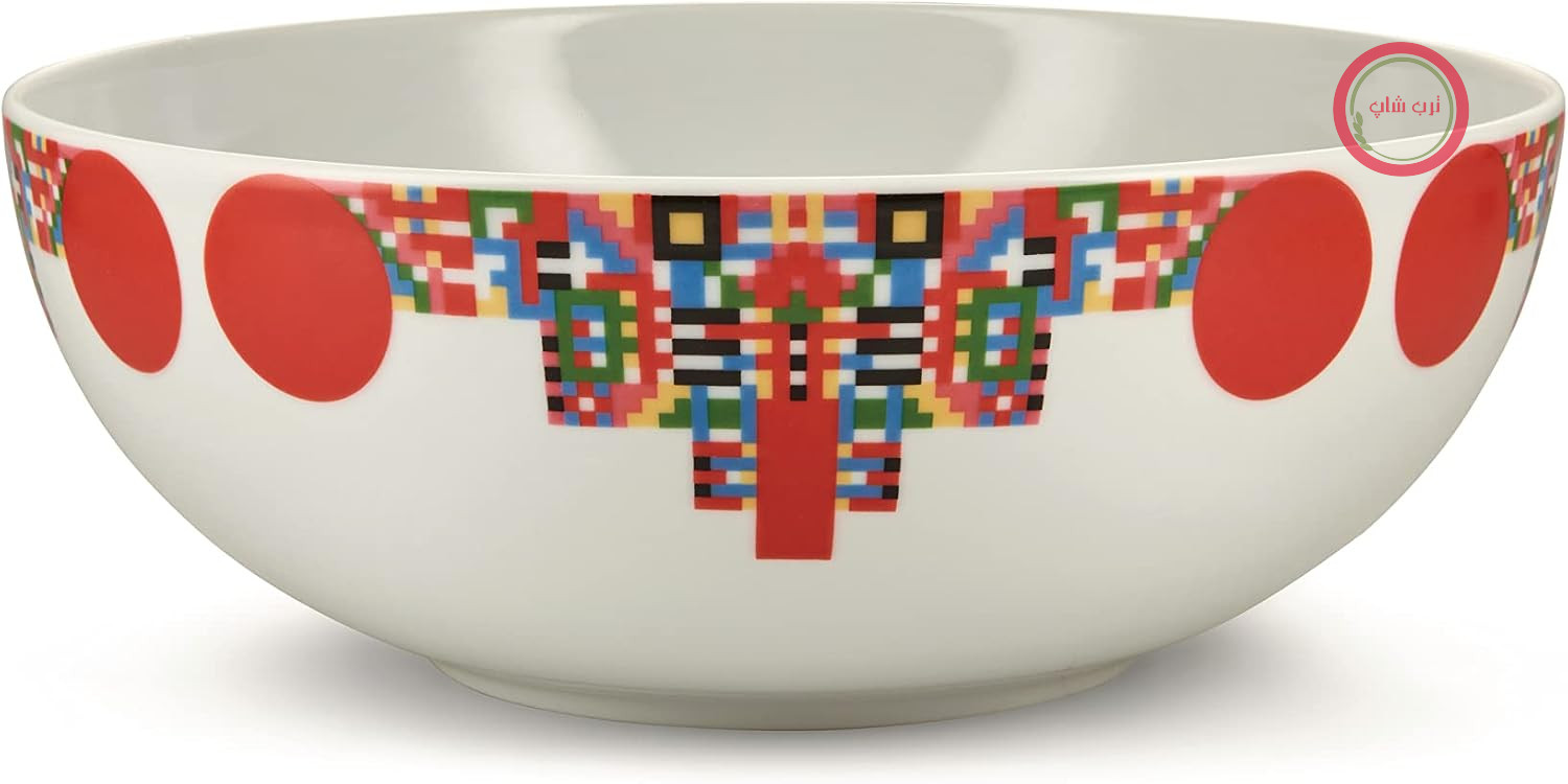 کاسه چینی Alessi Holyhedric مدل ESA11 برای شیرینی یا میوه خشک، تزئین شده با برچسب دستی، چند رنگ