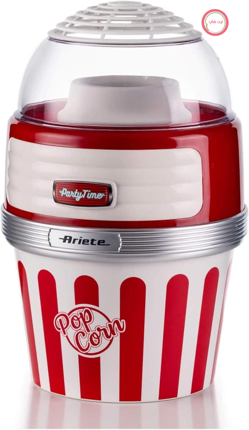 دستگاه پاپ کورن Ariete Pop Corn XL Party Time 2957، با عملکرد هوای گرم، شامل کاسه جداشدنی، پیمانه، 60 گرم پاپ کورن در 2 دقیقه، 1100 وات، قرمز