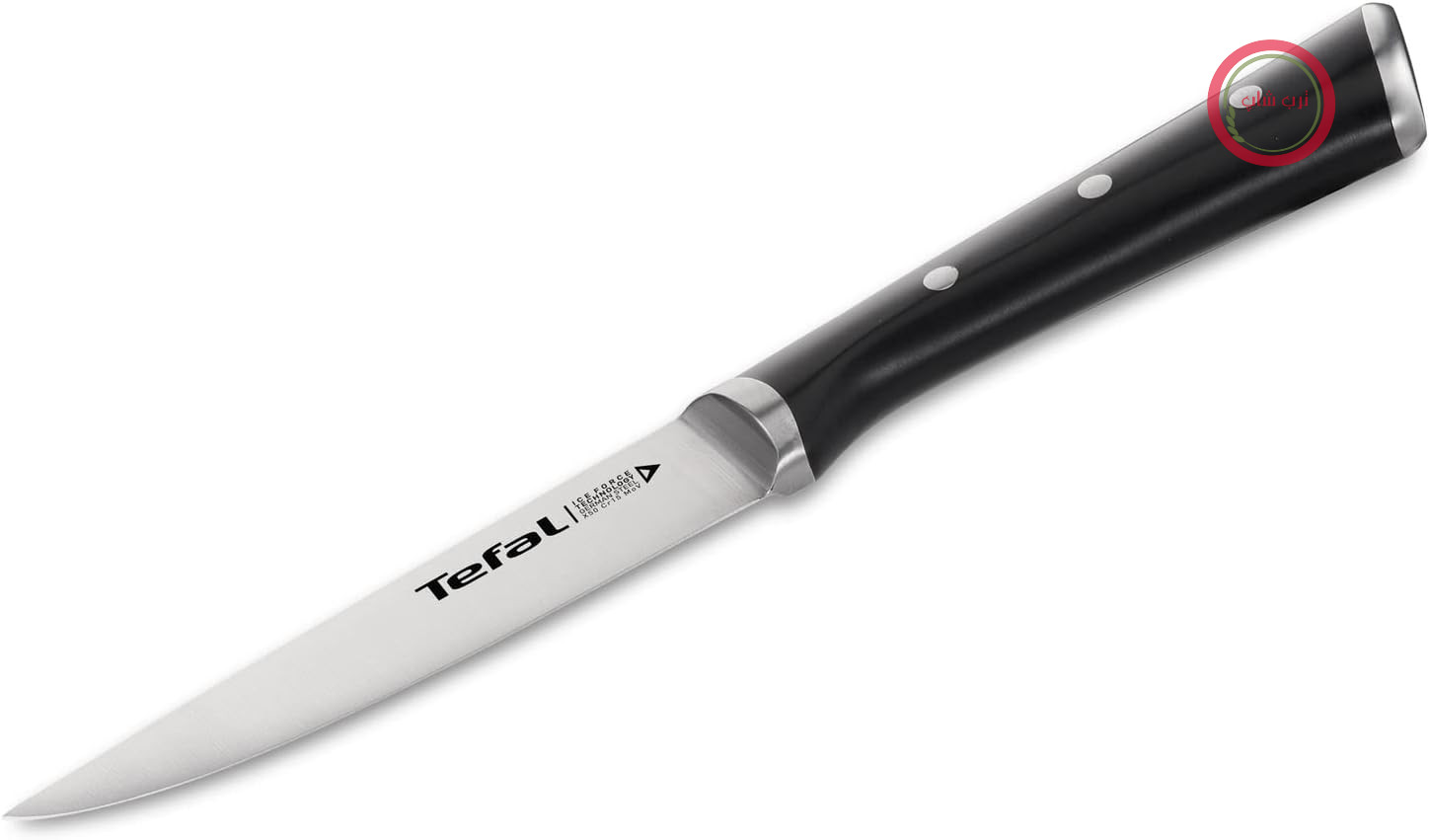 چاقوی همه کاره Tefal Ice Force، تیغه 11 سانتی متری، ساخت آلمان، استیل ضد زنگ، چاقوی آشپزخانه برای میوه، سبزیجات و گیاهان دارویی، محافظت در برابر خوردگی، چاقوی همه کاره با محافظ دست، استیل ضد زنگ، مشکی، K23209