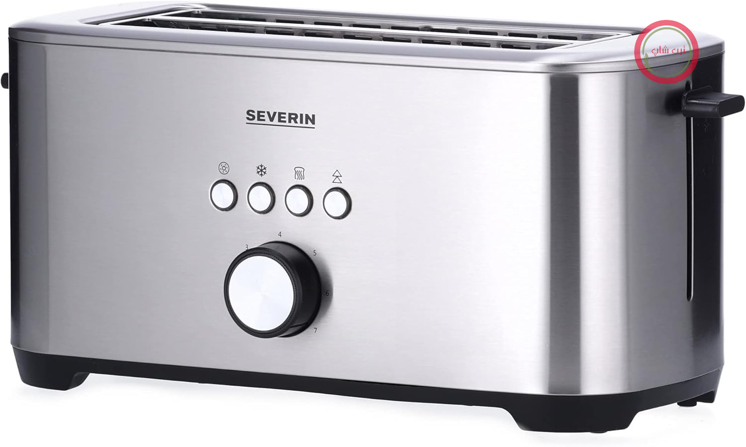 توستر SEVERIN AT 2512 با شیار بلند و عملکرد نان شیرینی حلقوی برای تست یک طرفه و کم مصرف، 1400 وات، 4 شیار بزرگ تست و گرم کننده نان یکپارچه، استیل ضد زنگ برس خورده
