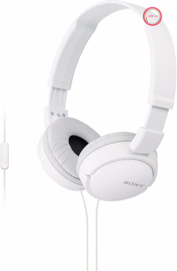 هدفون تاشو سونی MDR-ZX110AP با عملکرد هدست، دارای میکروفون، سفید