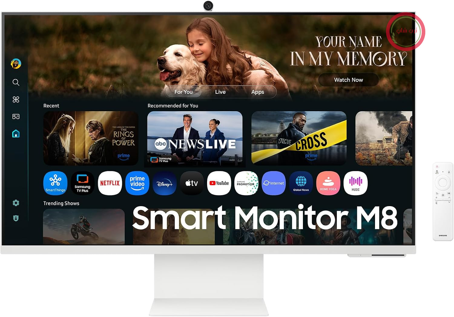 مانیتور هوشمند هوش مصنوعی سامسونگ M80F، سایز 32 اینچ، 4K، پنل VA، وضوح تصویر 3840 در 2160، نرخ نوسازی 60 هرتز، زمان تاخیر 4 میلی‌ثانیه (G/G)، دوربین، بلندگوها، هاب بازی، قابلیت ارتقاء کیفیت تصویر به 4K، کنترل صوتی، اپلیکیشن‌های تلویزیون هوشمند و ویژگی‌های هوش مصنوعی، HDR10+، پورت USB-C، مدل LS32FM801UUXEN