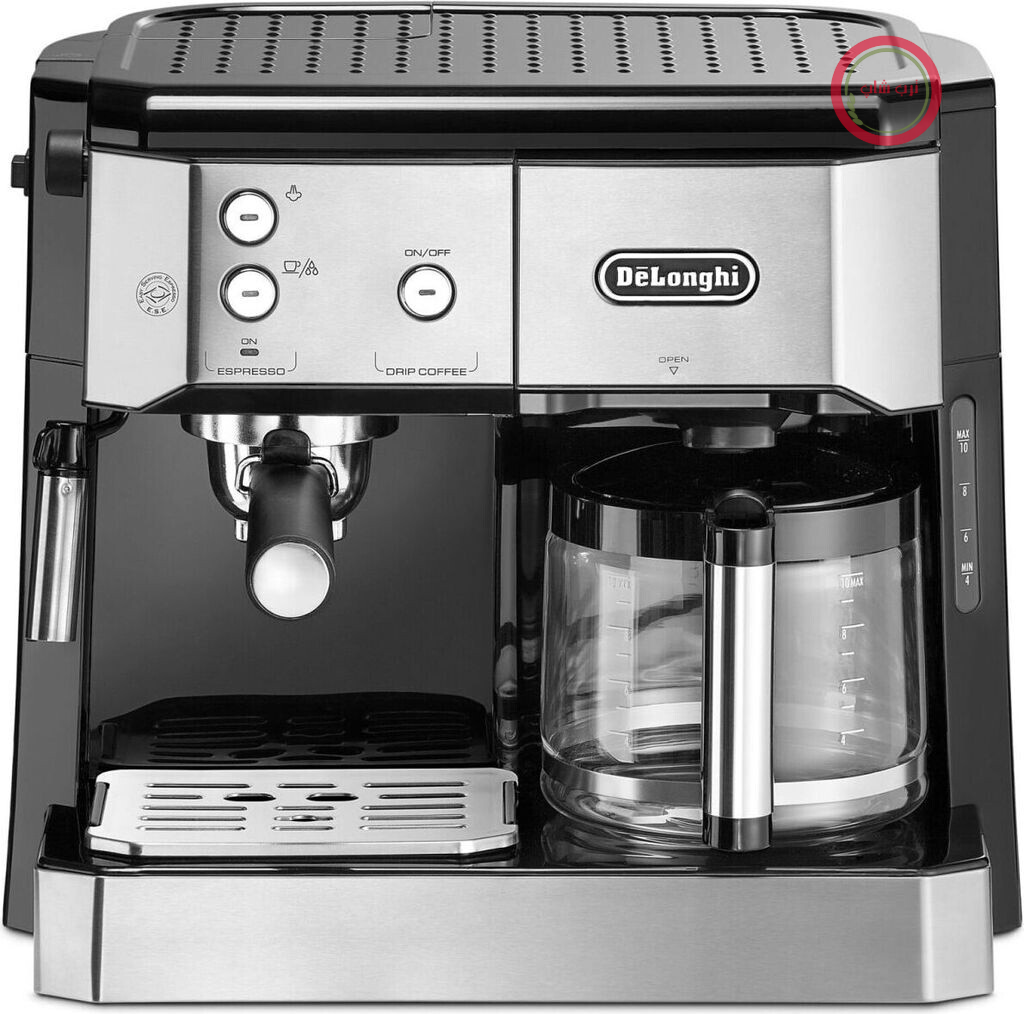 دستگاه قهوه ترکیبی De'Longhi BCO 421.S – دستگاه قهوه با قابلیت پرتافیلتر اسپرسو و قهوه فیلتری، شامل کف‌ساز شیر، قوری شیشه‌ای و سیستم فیلتر آب، ۱ لیتر، استیل ضد زنگ/مشکی، تک نفره