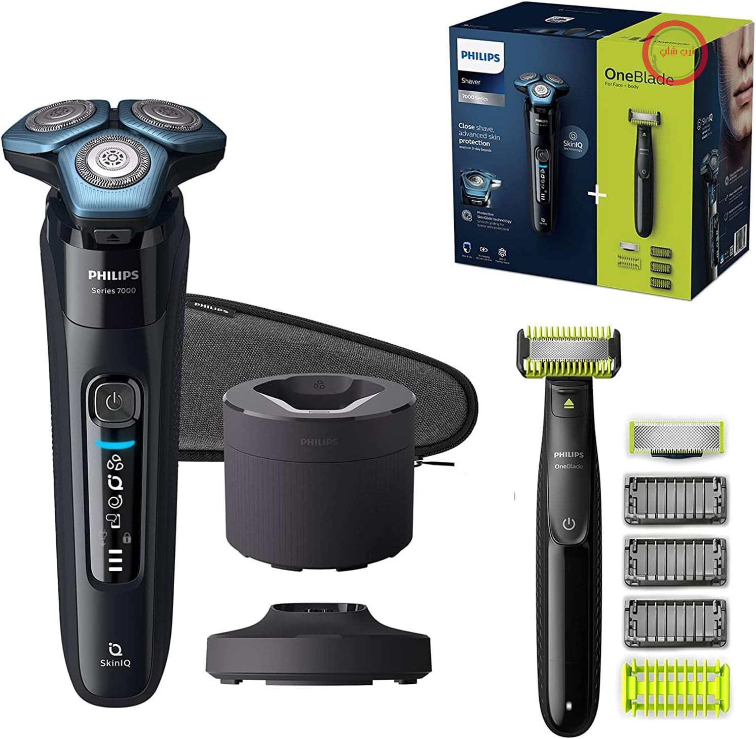 ریش‌تراش برقی فیلیپس S7783/78 سری 7000 مخصوص اصلاح خشک و تر با تیغه‌های فولادی دقیق، حسگر کنترل حرکت، تیغه‌های اصلاح انعطاف‌پذیر 360 درجه، مشکی