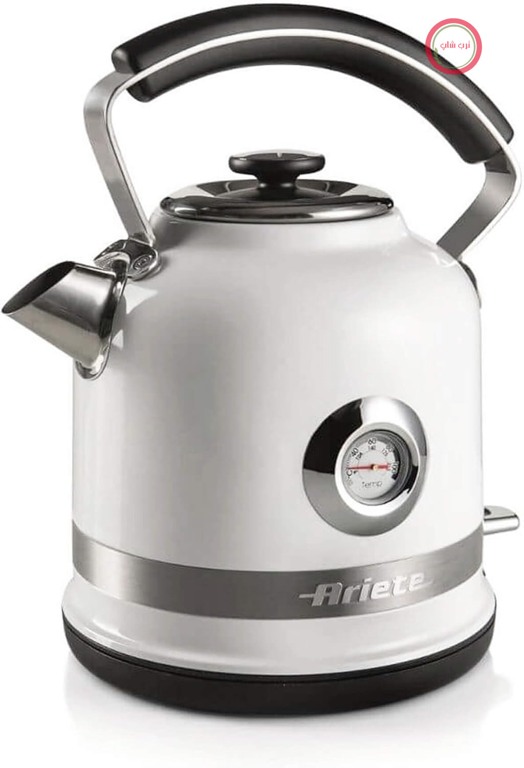 کتری برقی Ariete، Moderna 2854، کتری استیل ضد زنگ با دماسنج و نشانگر سطح آب، پایه بی‌سیم 360 درجه، خاموش شدن خودکار، ظرفیت 1.7 لیتر، 2000 وات، سفید
