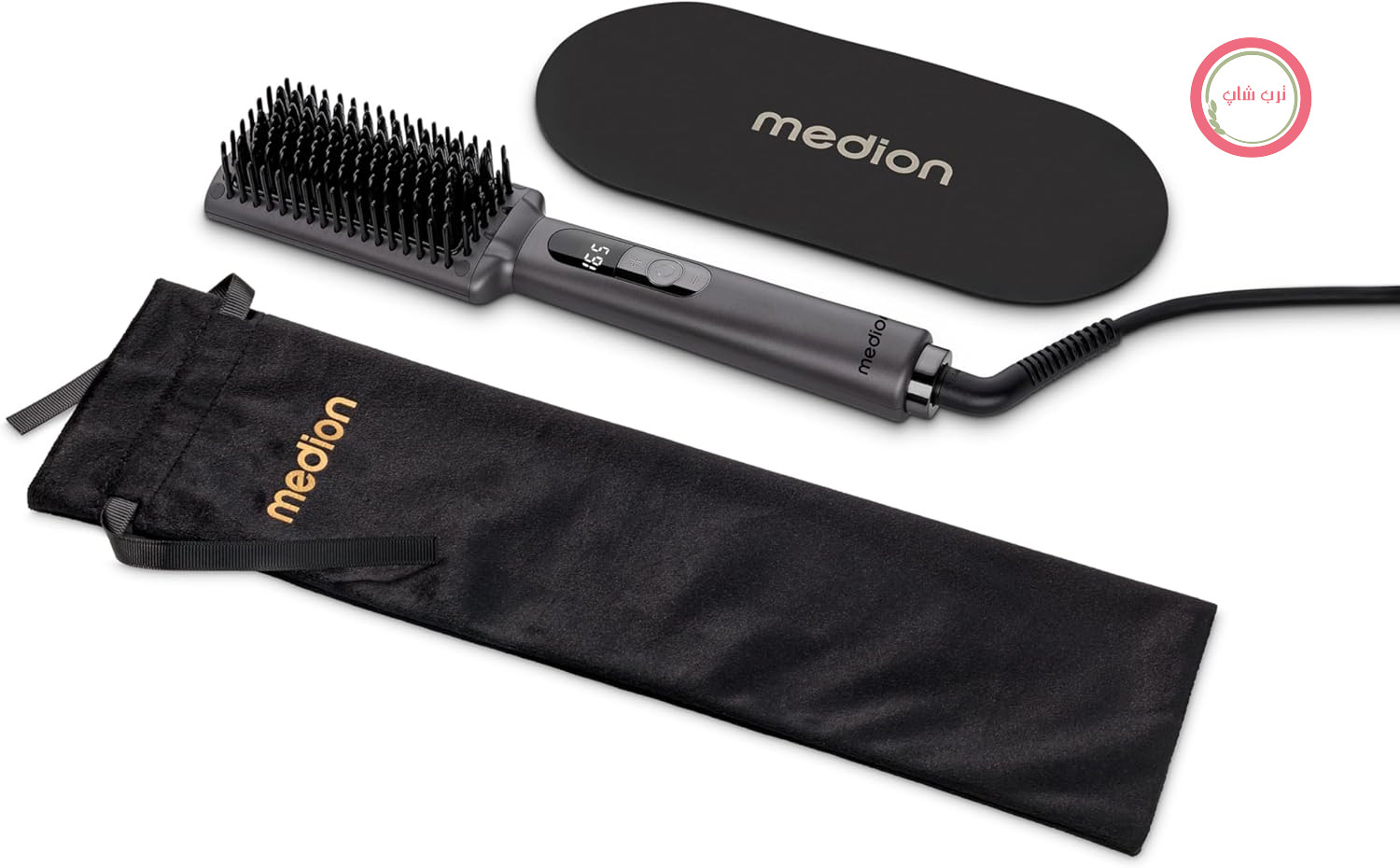برس صاف کننده MEDION HB1 (صاف کننده و برس مو، صاف کننده مو با فناوری یون، 5 حالت حرارت قابل تنظیم، 165 تا 210 درجه. در حالت ایده‌آل با سشوار ما قابل ترکیب است) خاکستری
