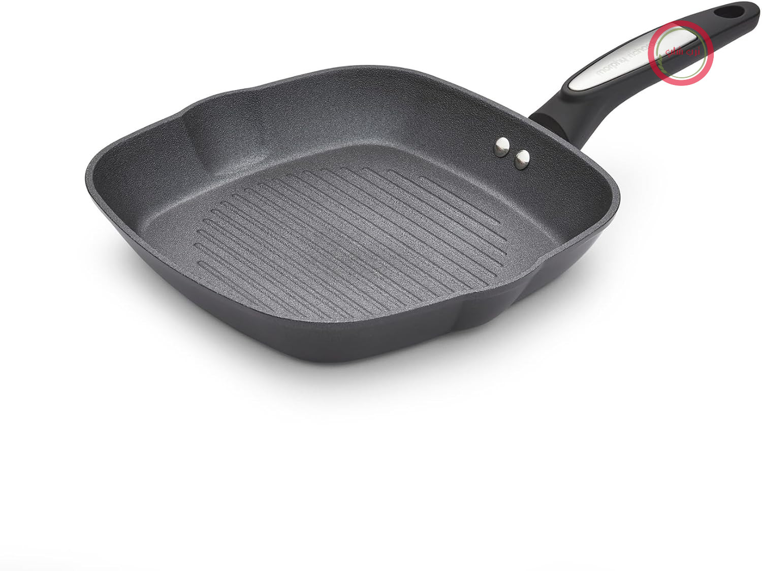 ماهیتابه گریل مورفی ریچاردز انگلستان Morphy Richards مدل 850701، سرامیک آلومینیومی فورج شده، مستطیلی، 26 سانتی‌متر، پوشش سرامیکی نچسب، دو دهانه ریختن، مناسب برای همه اجاق گازها، مشکی