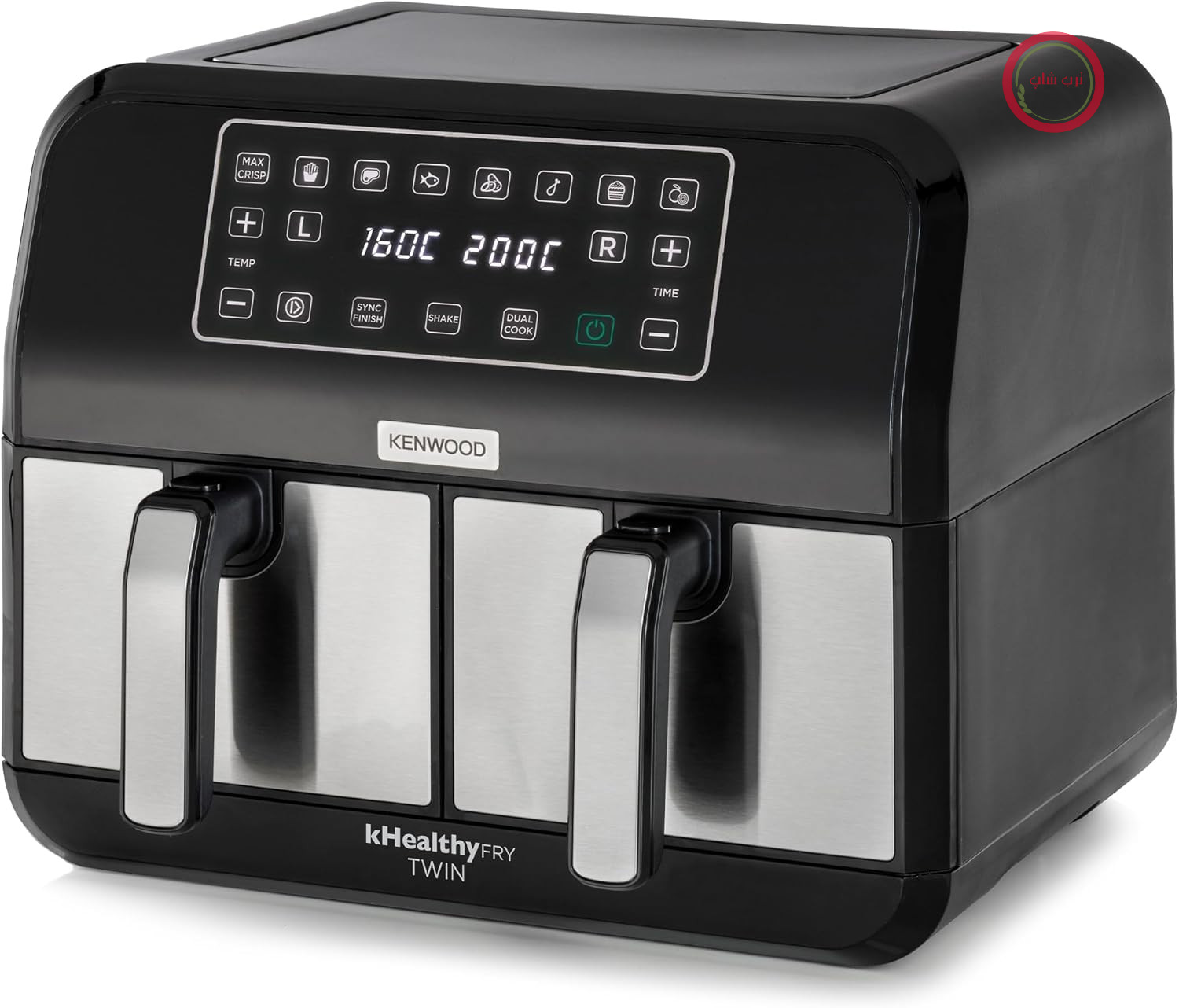 سرخ‌کن کنوود kHealthy Fry Twin Airfryer HFM20.000MB، 8 لیتر (2x4 لیتر)، دو محفظه، 8 برنامه، قابلیت پخت دوگانه و همگام‌سازی پخت، صفحه نمایش لمسی، نچسب، 200 درجه، تایمر (تا 60 دقیقه) و قابلیت خشک کردن 24 ساعته