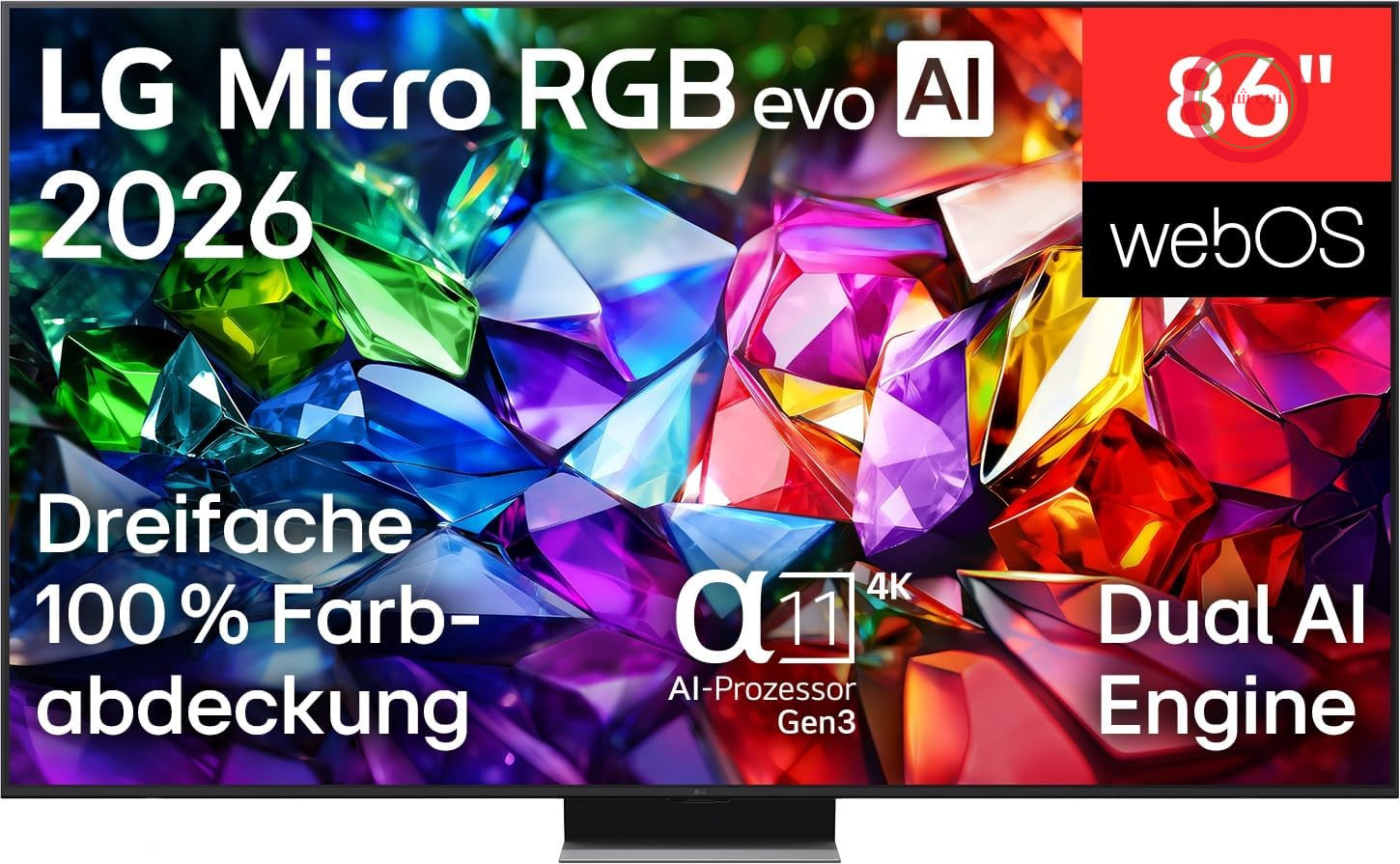 تلویزیون ال‌جی 86MRGB96B9B، 86 اینچ (218 سانتی‌متر) 4K Micro RGB evo AI (پردازنده هوش مصنوعی α11 Gen3 4K با موتور هوش