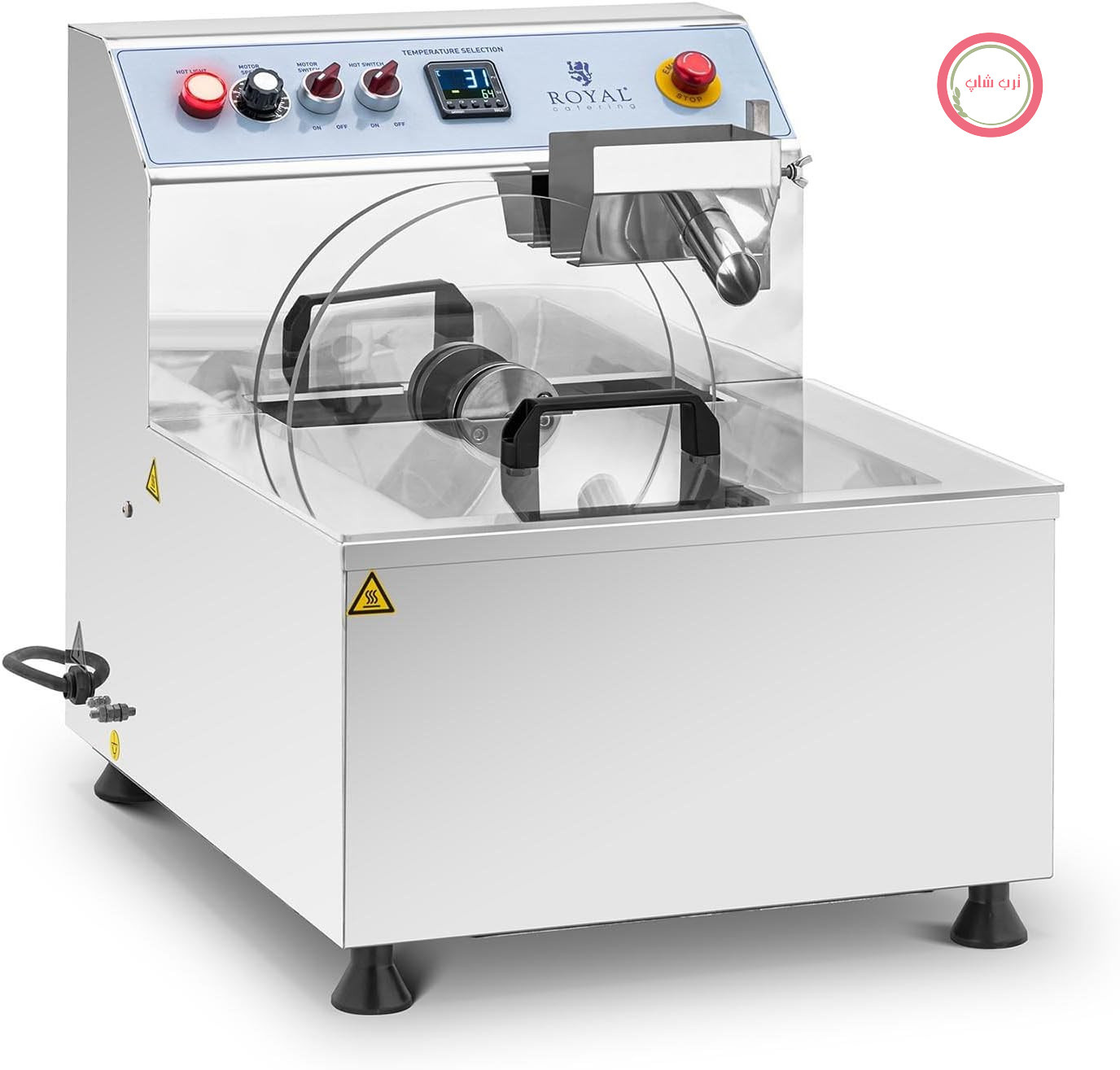 دستگاه تمپرینگ شکلات Royal Catering RC-CMM05، استیل ضد زنگ، 750 وات، 8 لیتر، دستگاه تمپرینگ، دستگاه ذوب شکلات، دیگ ذوب شکلات
