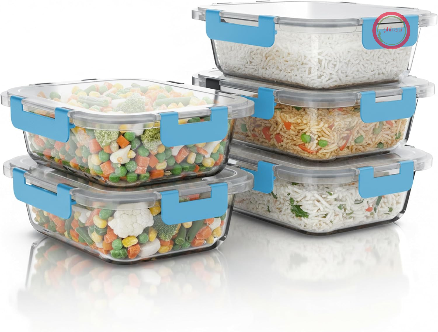 ظروف نگهداری مواد غذایی شیشه‌ای آرندو آلمان Arendo درب‌دار و ضد هوا - مجموعه 5 عددی - 1000 میلی‌لیتر - قابل استفاده در مایکروویو، فر و فریزر