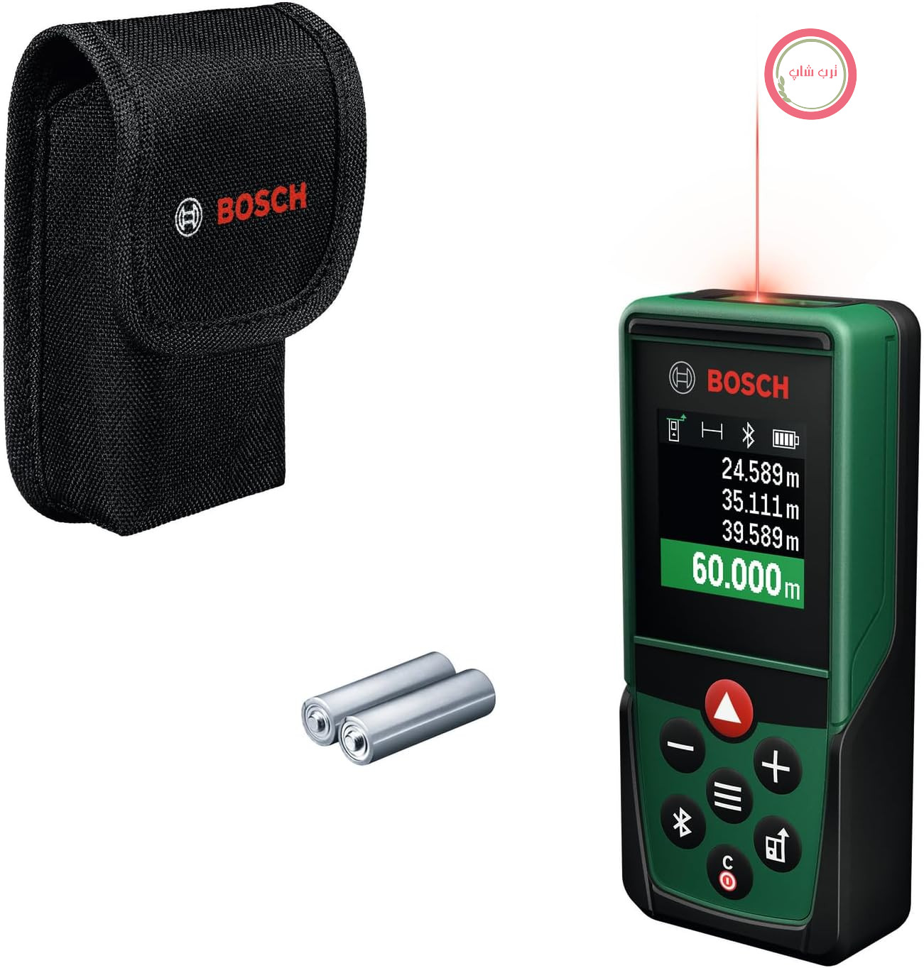 متر لیزری بوش آلمان Bosch مدل PLM60 - 23C (برد اندازه‌گیری تا 60 متر، اتصال بلوتوث، محاسبات مساحت و حجم