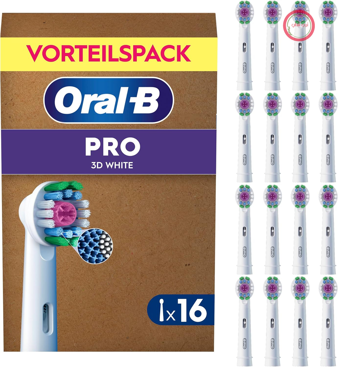 سر مسواک‌های جایگزین اورال بی Oral-B PRO 3DWhite، سفید، ۱۶ عدد
