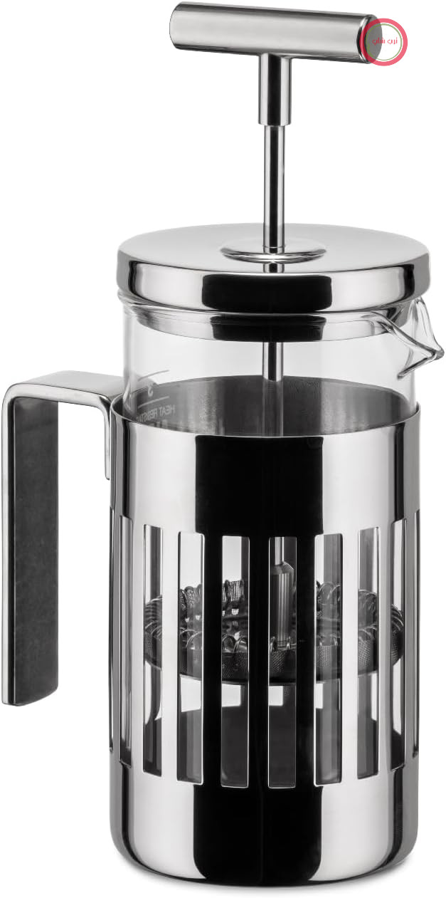 فیلتر پرسو Alessi 9094/3 از جنس استیل ضد زنگ 18/10، صیقل داده شده و شیشه مقاوم در برابر حرارت، 3 فنجان
