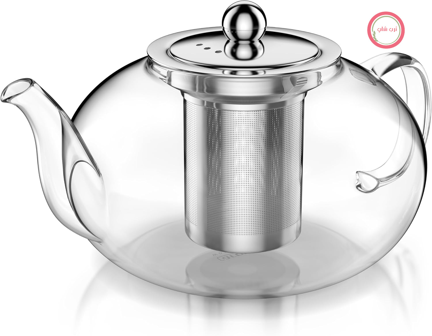 آرندو - قوری شیشه‌ای با دم‌آوری - 1200 میلی‌لیتر - ساخته شده از شیشه بوروسیلیکات - با دم‌آوری استیل ضد زنگ - توری ریز - مقاوم در برابر حرارت - قوری شیشه‌ای - برای چای دم‌کرده، دمنوش گیاهی، دمنوش میوه‌ای - چای‌ساز - بادوام - توری ریز