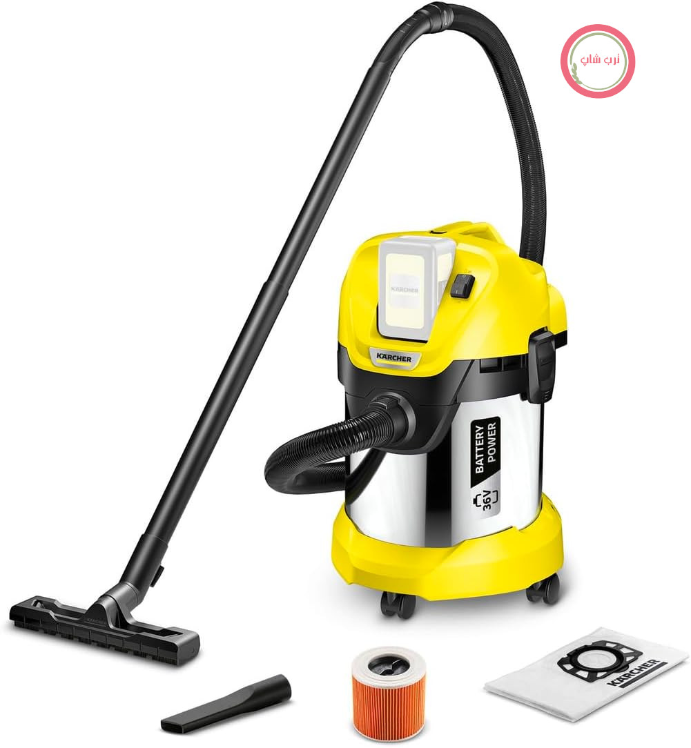جاروبرقی صنعتی آب و خاک شارژی کرشر آلمان Kärcher WD 3 Battery Premium، مخزن 17 لیتری، 36ولت