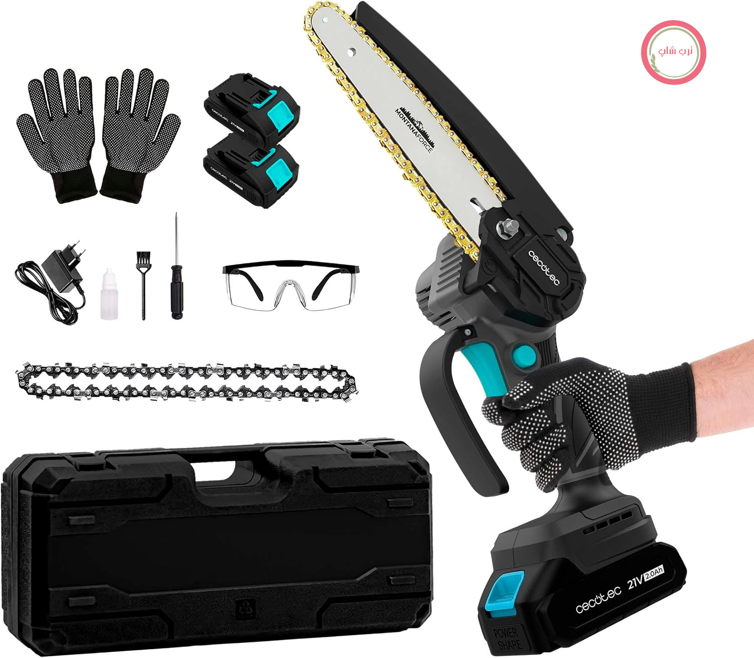 اره زنجیری هرس باغبانی شارژی سکوتک اسپانیا Cecotec MontanaForce 6000، 6 اینچ با باتری، 21 ولت، 700 وات، سرعت 24500 دور