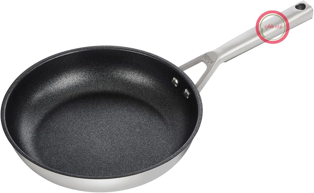 ماهیتابه استیل ضد زنگ نینجا فودی زیرو استیک ۲۴ سانتی‌متر، بادوام، نچسب، مناسب برای استفاده با اجاق القایی، قابل استفاده در فر و ماشین ظرفشویی، مدل C60024EU