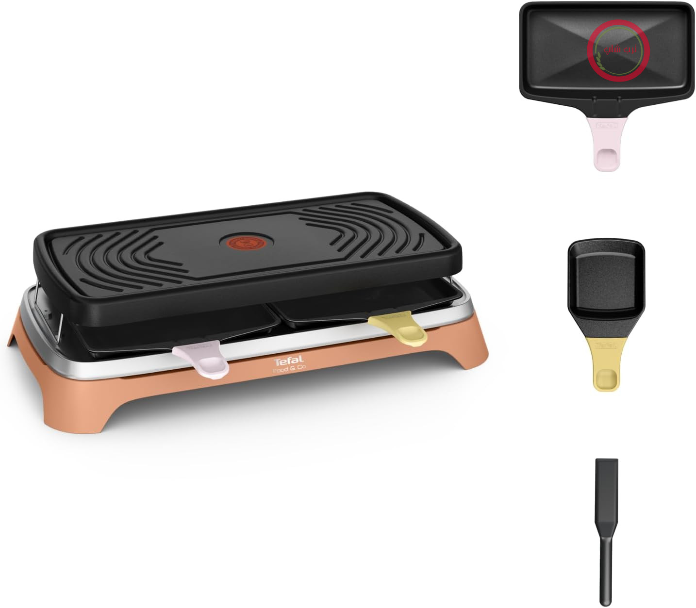 راکلت چند منظوره Tefal Food & Co RE650J10 برای استفاده در فضای داخلی و خارجی، پخت و پز همه کاره، تاپاس، تنقلات، راکلت، تابه های کلاسیک و XL، 8 نفره
