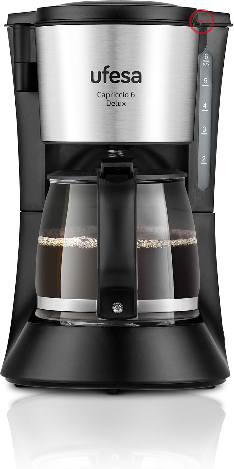 قهوه ساز قطره ای یوفسا اسپانیا Ufesa CG7115 Capriccio 6 Deluxe، 6 فنجان، 600 وات، قوری 0.6 لیتری، سیستم ضد چکه، خاموش شدن خودکار، سطوح استیل ضد زنگ