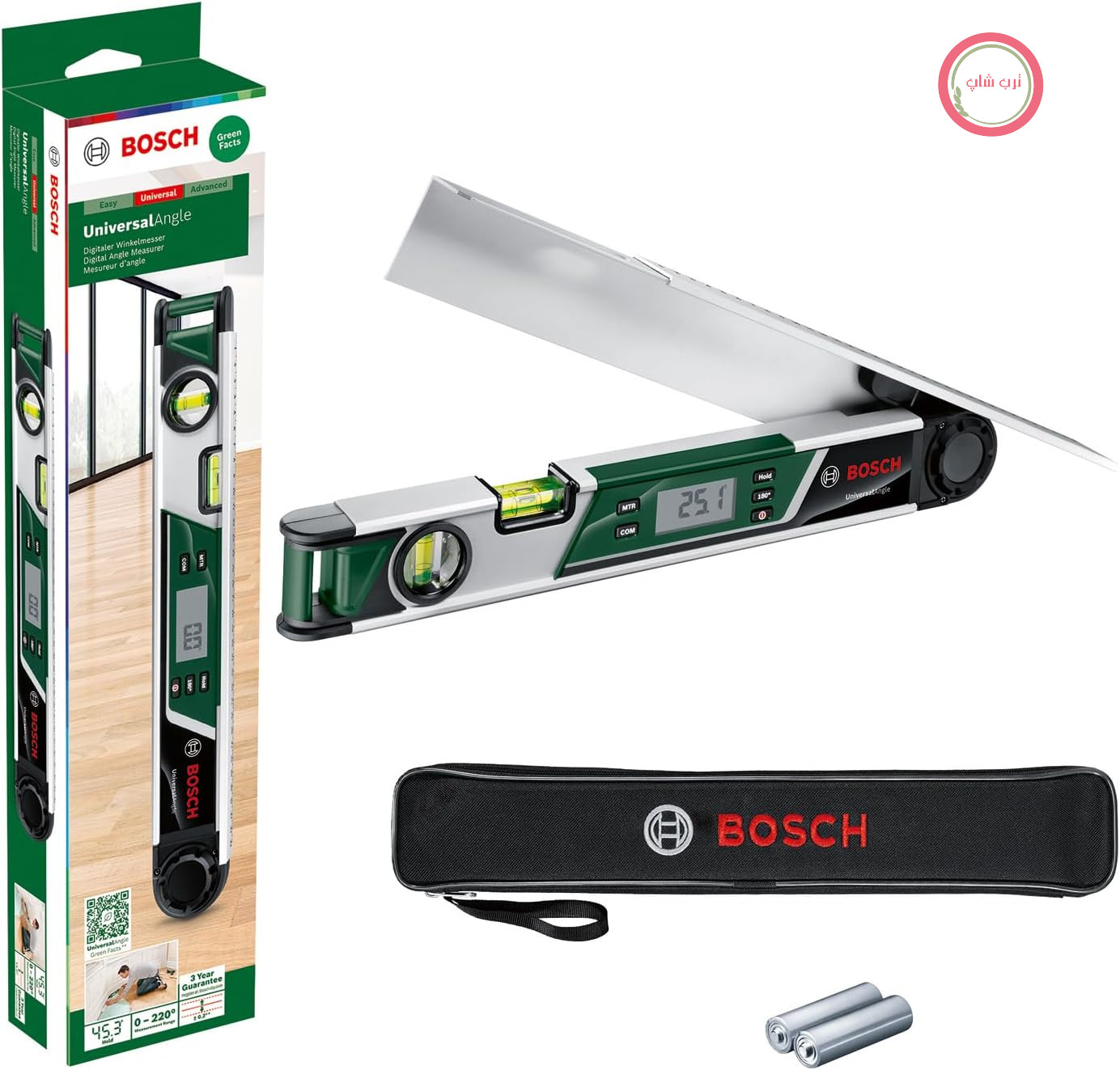 تراز نقاله‌ی بوش آلمان Bosch مدل UniversalAngle (با دقت اندازه‌گیری و انتقال زوایا تا 220 درجه