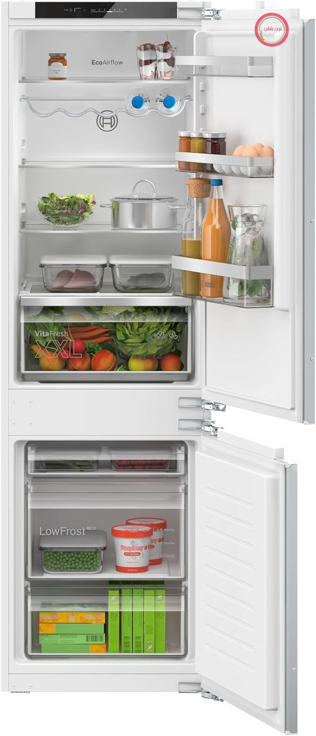 یخچال فریزر توکار بوش KIV86VFE1 سری 4، ابعاد 177.2 در 54.1 سانتی‌متر، یخچال 183 لیتری + فریزر 84 لیتری، لولای تخت، ساخت آلمان، VitaFresh XXL برای تازگی بیشتر، LowFrost برای یخ‌زدایی کمتر